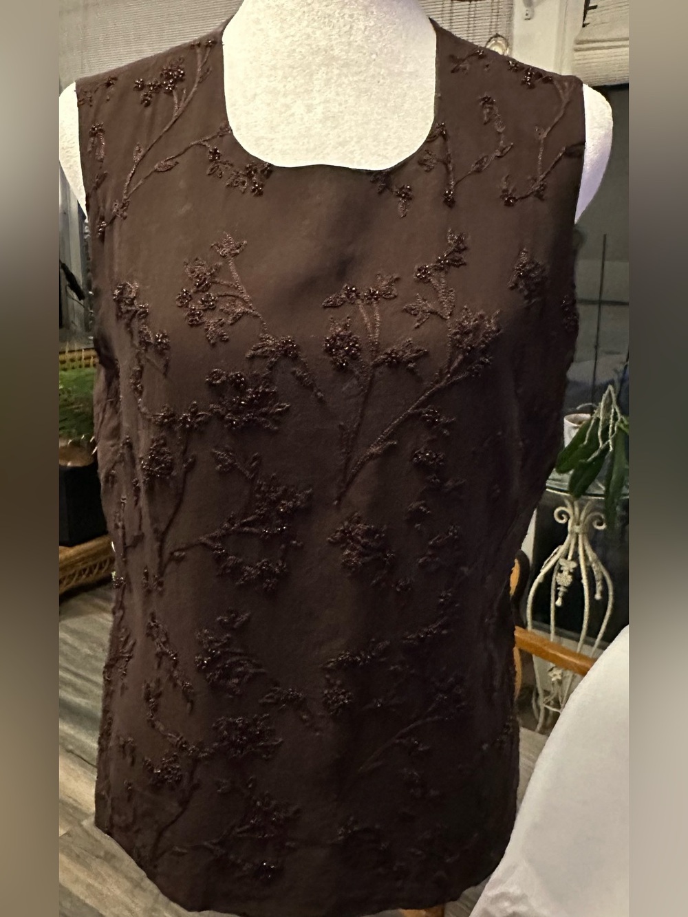 August Silk Beaded Silk Sleeveless Top